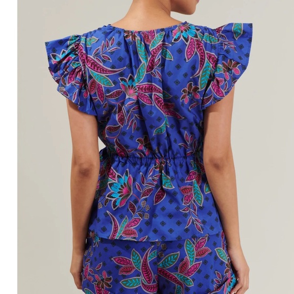 SUGARLIPS Rayanne Indigo Chia Flutter Peplum Top Size XS. E98 - Picture 9 of 14